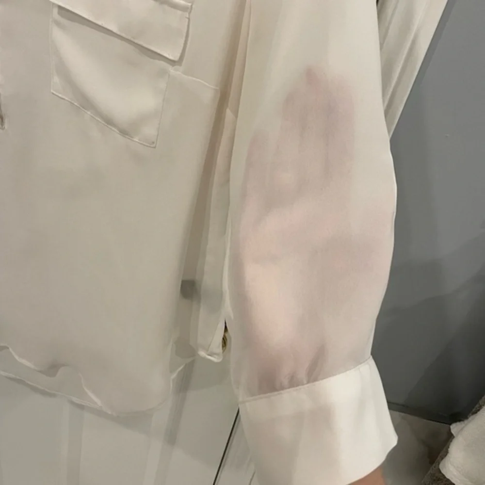 Torrid | Semi Sheer White Chiffon Blouse - Picture 10 of 15